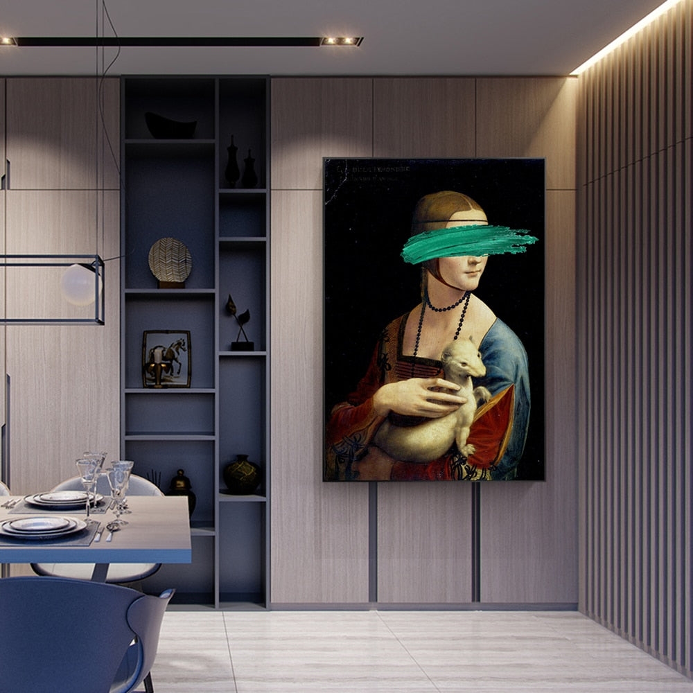 Pop Art Canvas (Leonardo Da Vinci-The Lady With An Ermine)