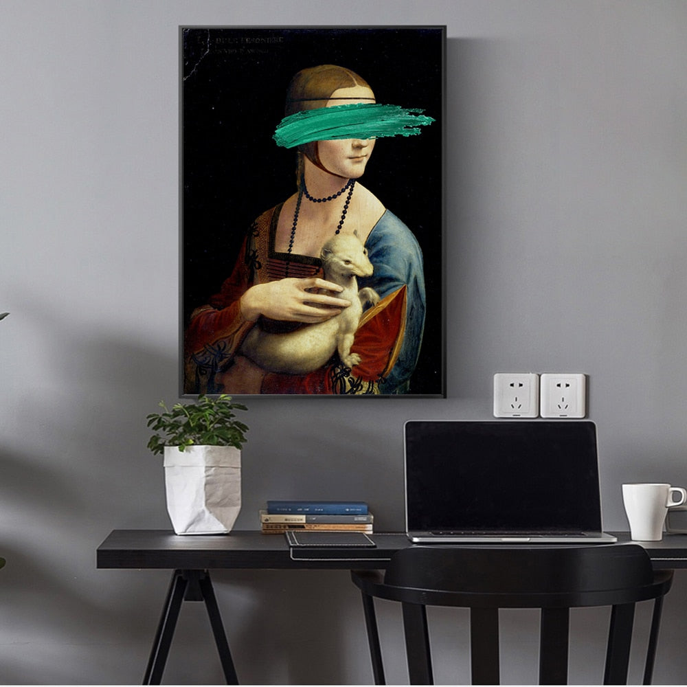 Pop Art Canvas (Leonardo Da Vinci-The Lady With An Ermine)