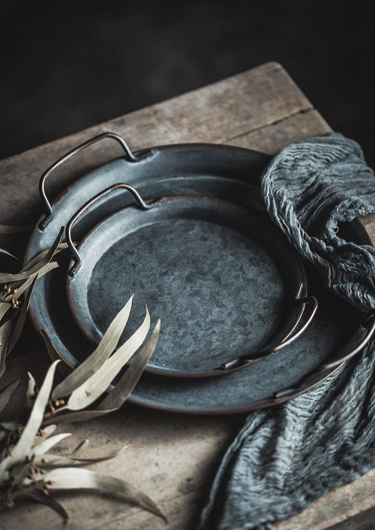 Handcrafted Vintage-Style European Decorative Tray