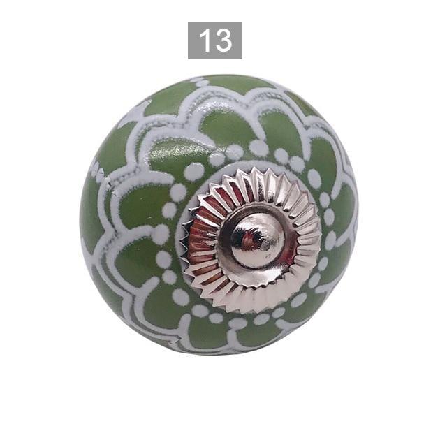 Set of 6 Ceramic Shabby Chic Decorative Hand-painted Knobs