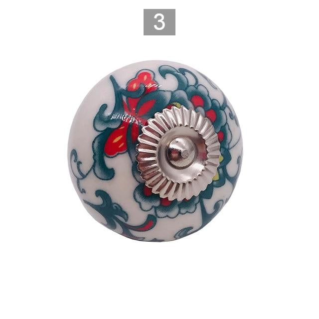 Set of 6 Ceramic Shabby Chic Decorative Hand-painted Knobs