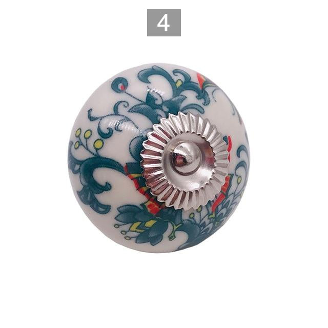 Set of 6 Ceramic Shabby Chic Decorative Hand-painted Knobs