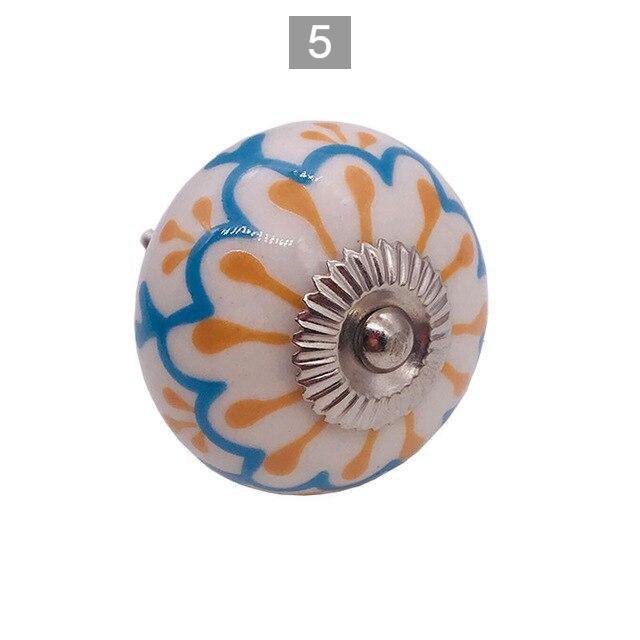 Set of 6 Ceramic Shabby Chic Decorative Hand-painted Knobs