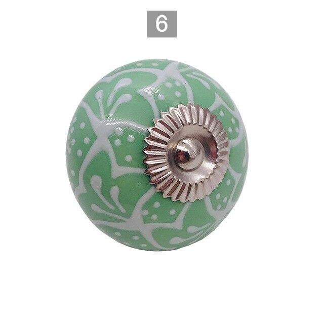 Set of 6 Ceramic Shabby Chic Decorative Hand-painted Knobs