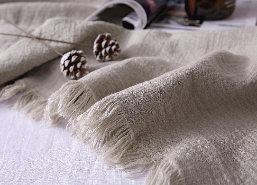 French Linen Throw Blanket