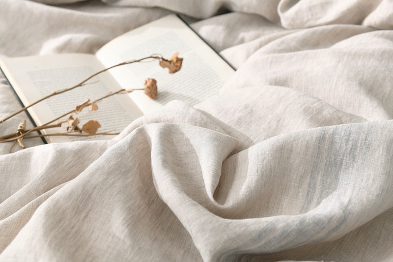 100% Pure Linen Bedding Set (Duvet & 2 Pillow Cases) - Flax