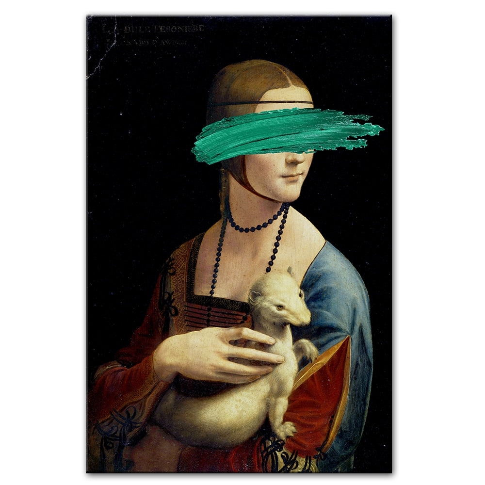 Pop Art Canvas (Leonardo Da Vinci-The Lady With An Ermine)