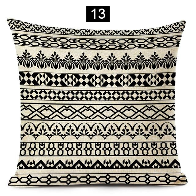 Boho Chic Geometric Black and White Pillow Covers