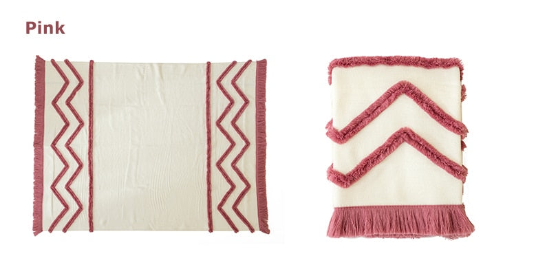 Knit Throw Blanket with Tassels