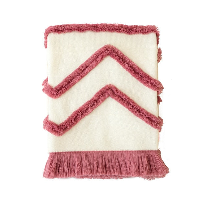 Knit Throw Blanket with Tassels