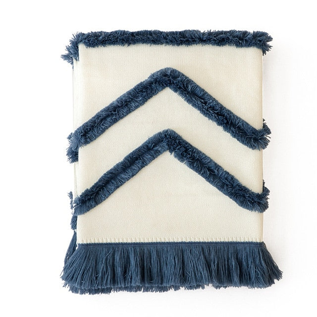 Knit Throw Blanket with Tassels