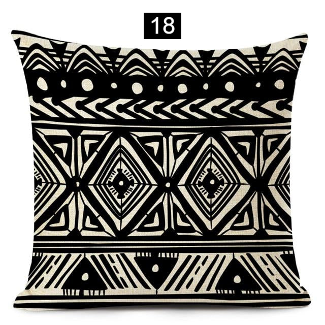 Boho Chic Geometric Black and White Pillow Covers