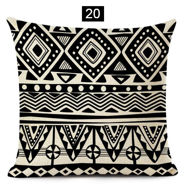 Boho Chic Geometric Black and White Pillow Covers