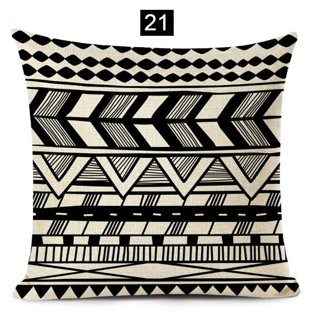Boho Chic Geometric Black and White Pillow Covers