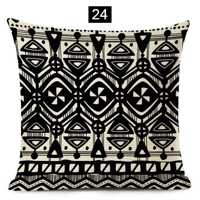 Boho Chic Geometric Black and White Pillow Covers