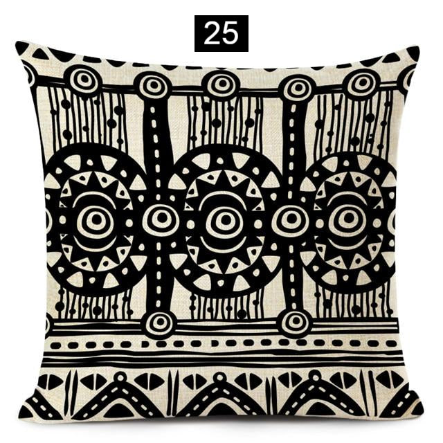 Boho Chic Geometric Black and White Pillow Covers